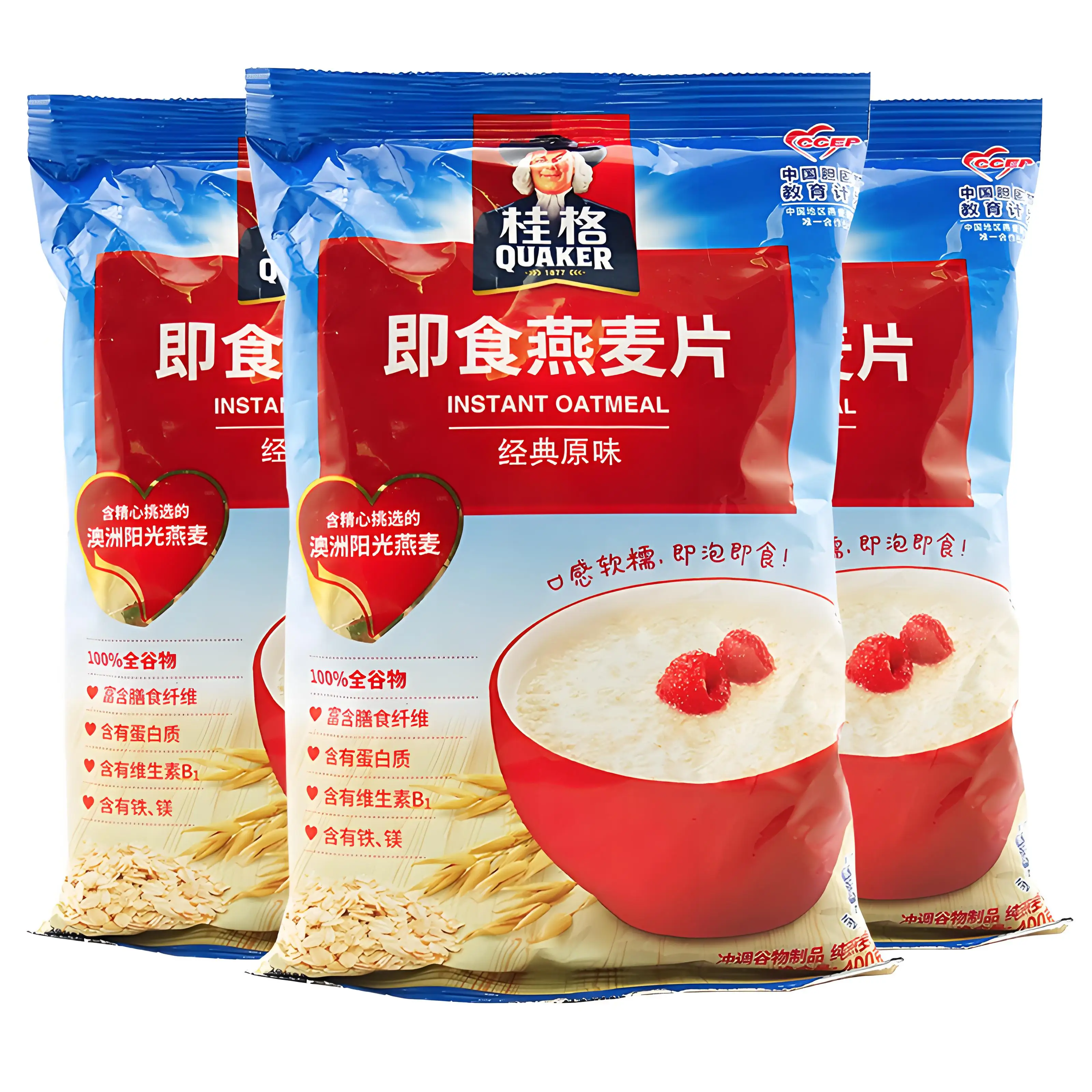 Quaker, Original Instant Oatmeal, Pack of 3, 1kg/bag