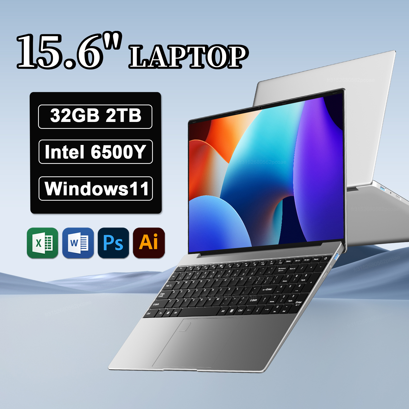 LENO NEW 15.6" Portable Laptop 32GB RAM 2TB SSD Intel 6500Y Windows11 5000mAh Office Notebook PC Gamer with Backlit Fingerprint
