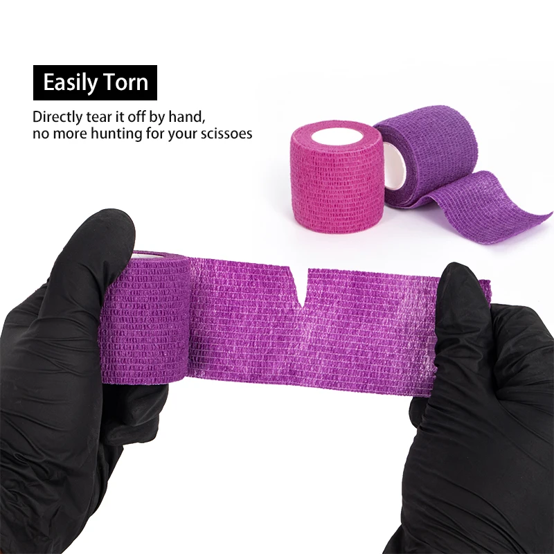 Envolturas coloridas para cubrir el vendaje de agarre del tatuaje, cintas no tejidas, impermeables, autoadhesivas, protección para los dedos, accesorios para tatuajes