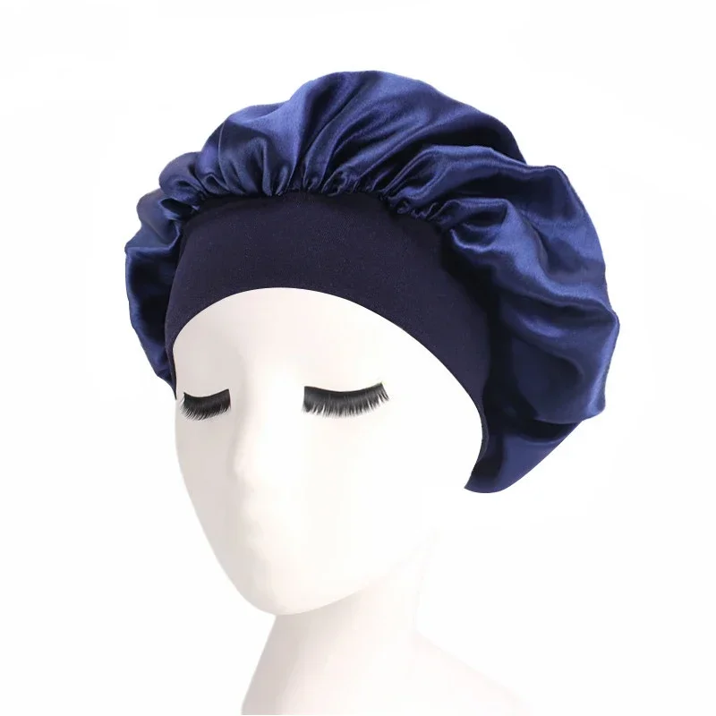 Gorro para dormir liso de satén de alta elasticidad, gorro para el cuidado del cabello, gorro de dormir multicolor reutilizable para mujer, accesorios para dormir en casa, 1 Uds.