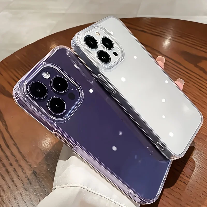 Funda de teléfono acrílica transparente ultrafina para iPhone 16 15 14 Plus 13 12 11 Pro Max, funda trasera transparente a prueba de golpes
