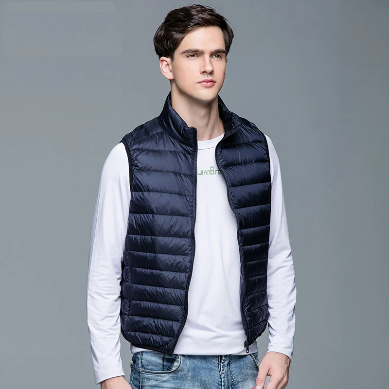 90 % weiße Entendaunenweste, tragbare ultraleichte ärmellose Jacke, tragbare Herrenweste, neue ärmellose Winterjacke für Herren 2024