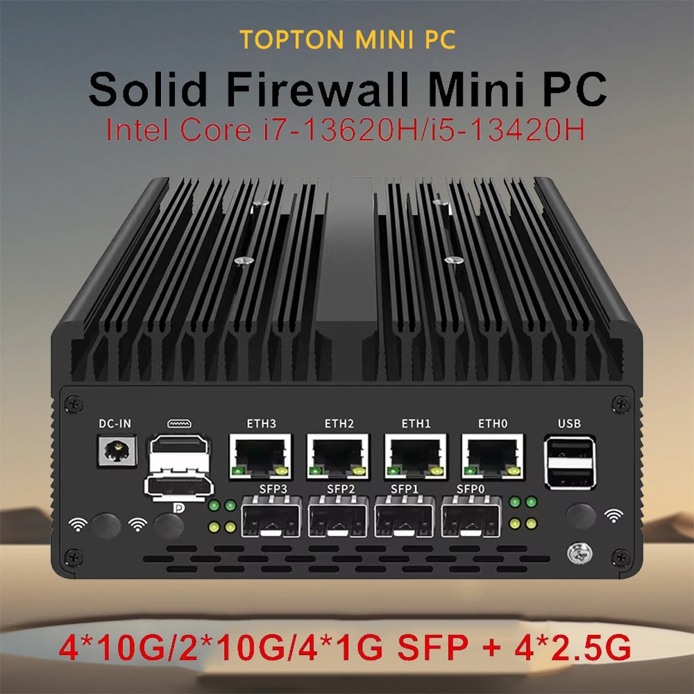 Superoferta Firewall Mini PC 4*/2*10G SFP + Intel i7 13620H 8505 4xi226-V 2,5G 2 * DDR5 NVMe ordenador Industrial servidor doméstico Proxmox