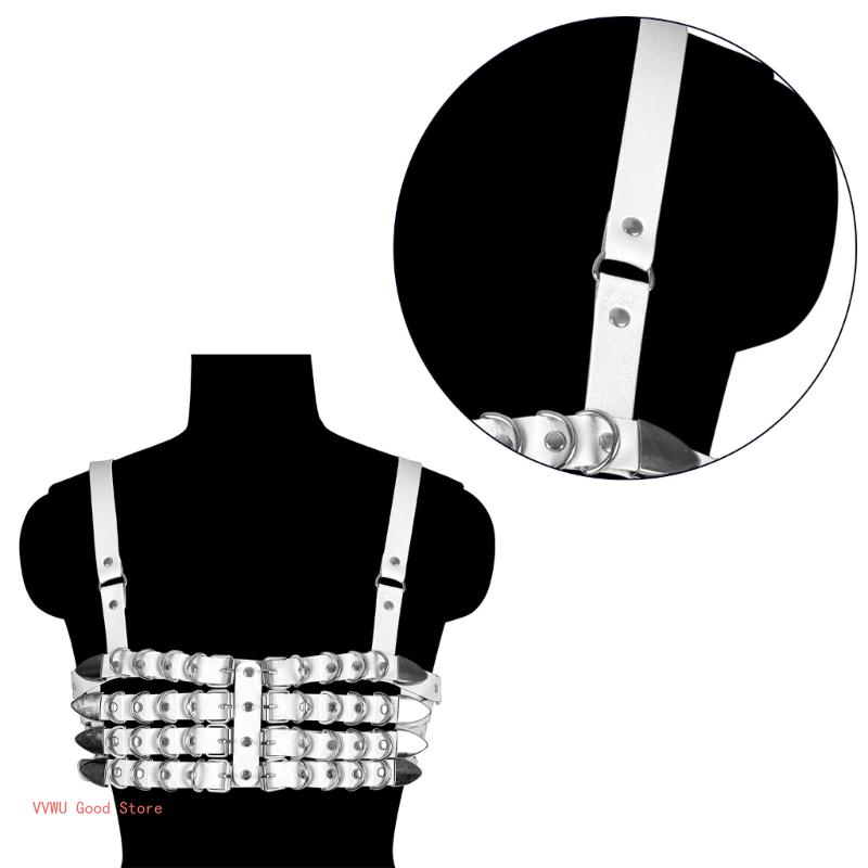 Cinto corrente peito punk para mulheres camadas arnês corrente peito para baile dança