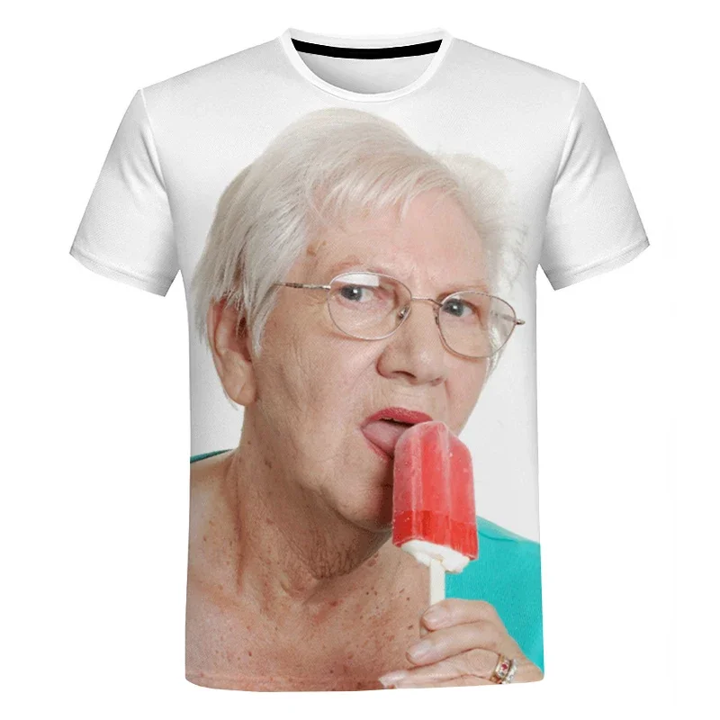 Y2K แฟชั่นผู้หญิงอาวุโสเลีย Popsicle 3D พิมพ์ T เสื้อฤดูร้อนผู้ชายเสื้อยืด Kawaii ยายสนุก Popsicle แขนสั้น Tees