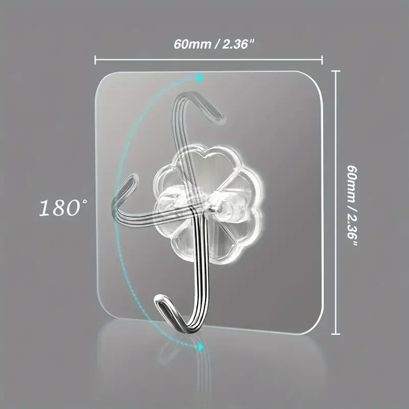 Ganchos de pared autoadhesivos transparentes, gancho de pared multiusos resistente, soporte para llaves, toallero para accesorios de cocina y baño