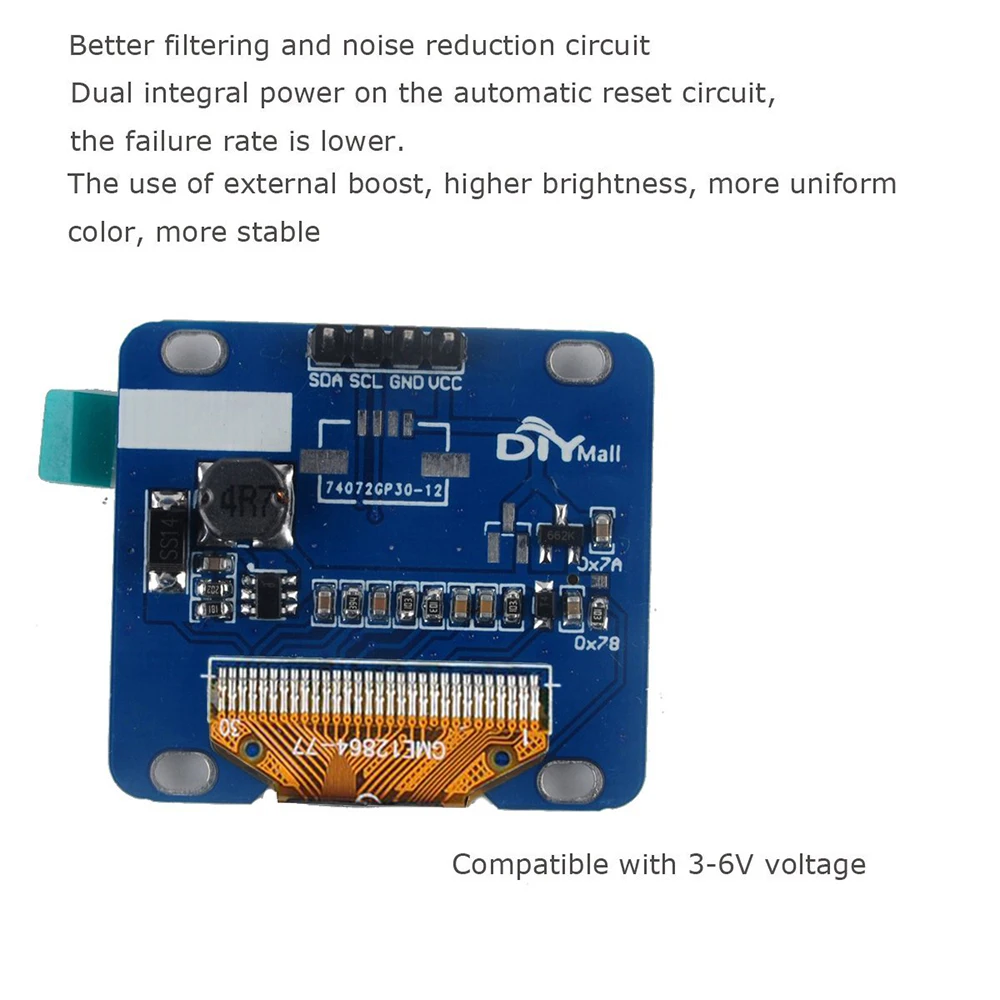 Módulo de pantalla OLED de 0,96 "y 1,3" pulgadas blanco amarillo azul I2C IIC serie OLED LCD pantalla LED para Arduino 51 MSP420 STIM32 SCR