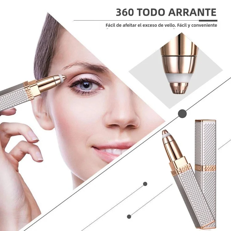 Maquinilla de afeitar y afeitadora de cejas 2 en 1 recargable con luz LED, elimina indolora la pelusa de melocotón, el vello Facial, las cejas y los labios, 1 ud.