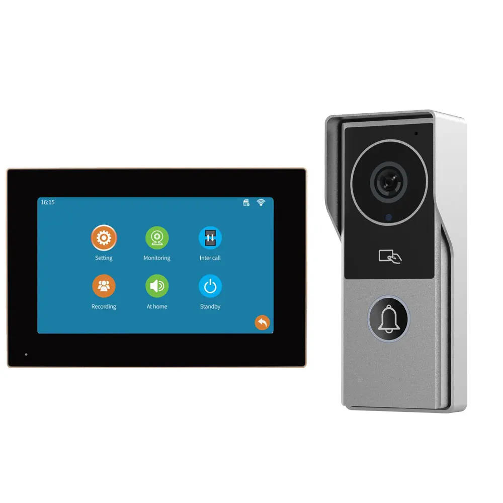 TUYA Wireless Wifi Video Doorbell 1080P 10 Inch 7 Color Touch Screen Smart APP Home Intercom Kit for RFID Access Control System