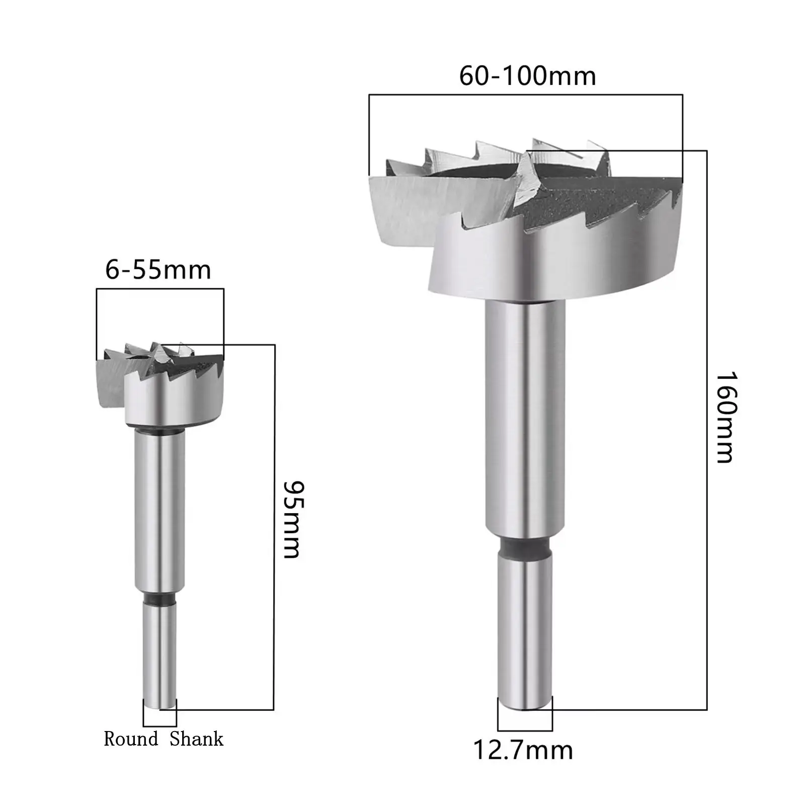Versery 1 PC 6 มม.-100 มม.Forstner งานไม้เครื่องมือรูบานพับเจาะ Bits Round Shank สูงเครื่องตัดเหล็กคาร์บอน