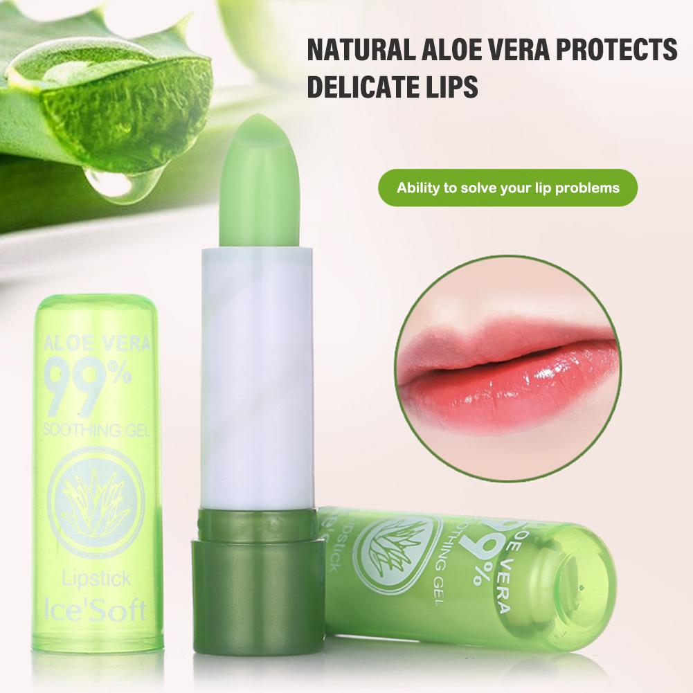 Bálsamo labial hidratante, bálsamo labial Natural de Aloe Vera, cambia de Color con temperatura, larga duración, nutre los labios, cuidado de los labios, maquillaje, 1 unidad