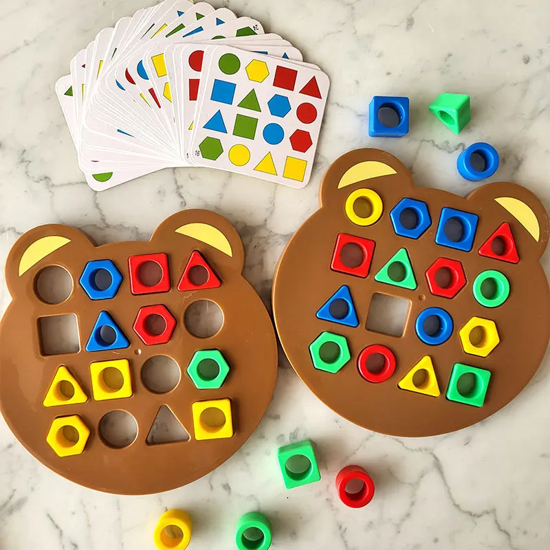 Fai da te forma geometrica corrispondenza dei colori puzzle 3D bambino Montessori apprendimento educativo gioco di battaglia interattivo giocattoli per il regalo dei bambini