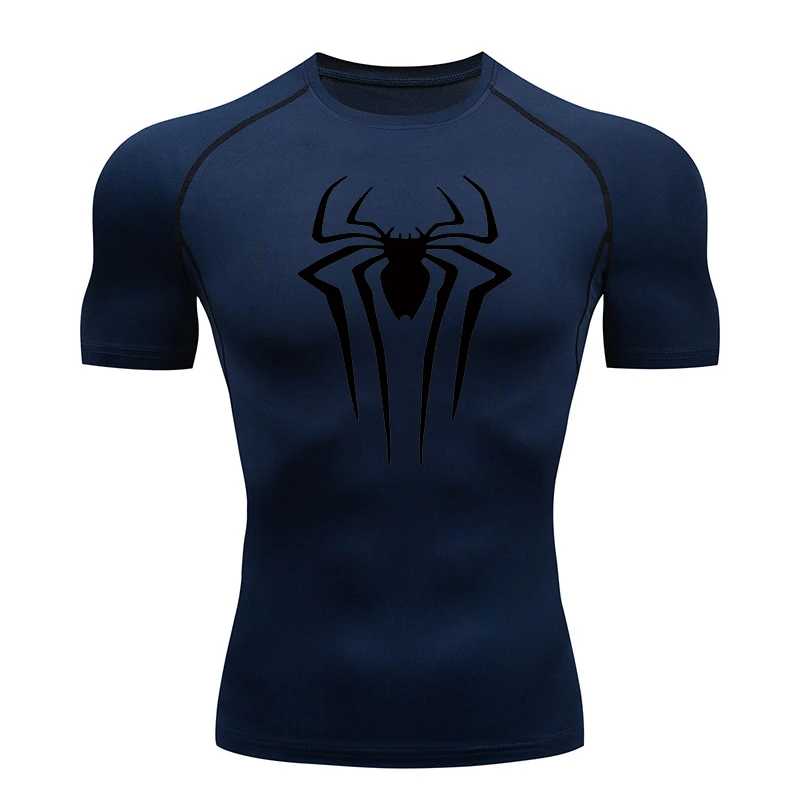 Spider พิมพ์เสื้อสําหรับชายฤดูร้อนแขนสั้น Rash Guard ออกกําลังกาย TShirt กีฬา Quick Dry Undershirts Tops