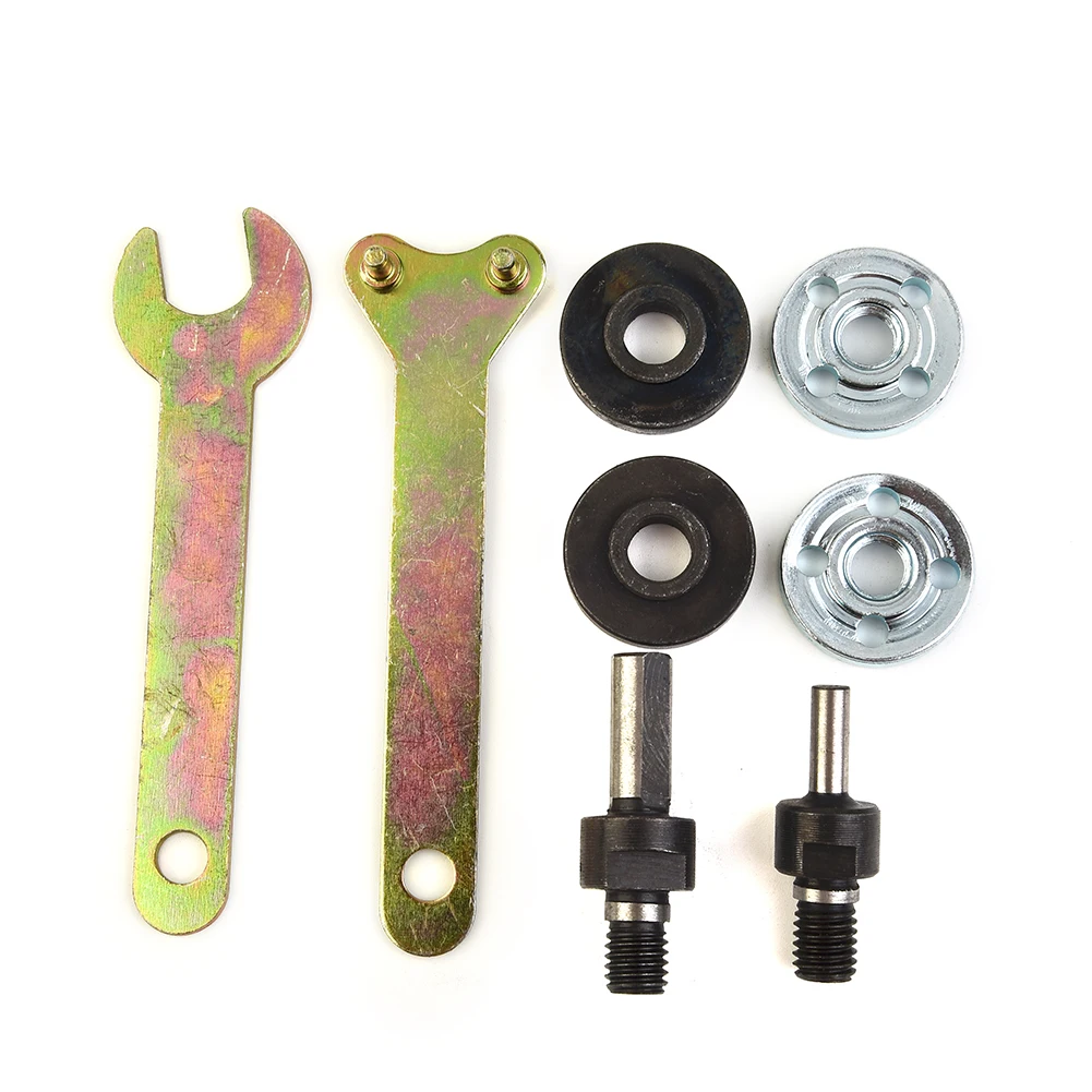 8 pçs conjunto de ferramentas de polimento 6mm 10mm chave biela broca ângulo moedor haste mandril flange porcas chave adaptador disco conjunto