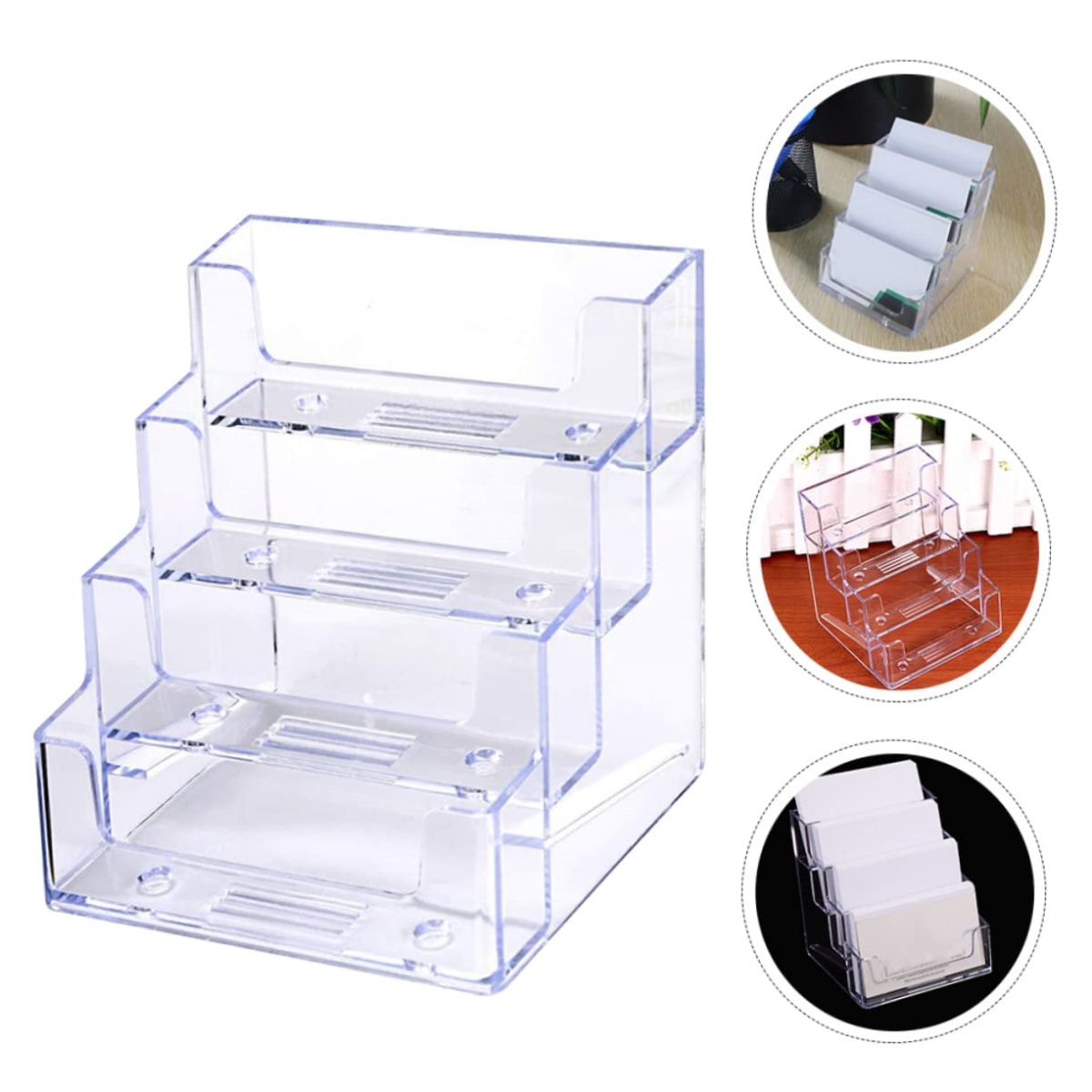 1PC 4-cell business card holder creative transparent card, storage box business volume, put business card box