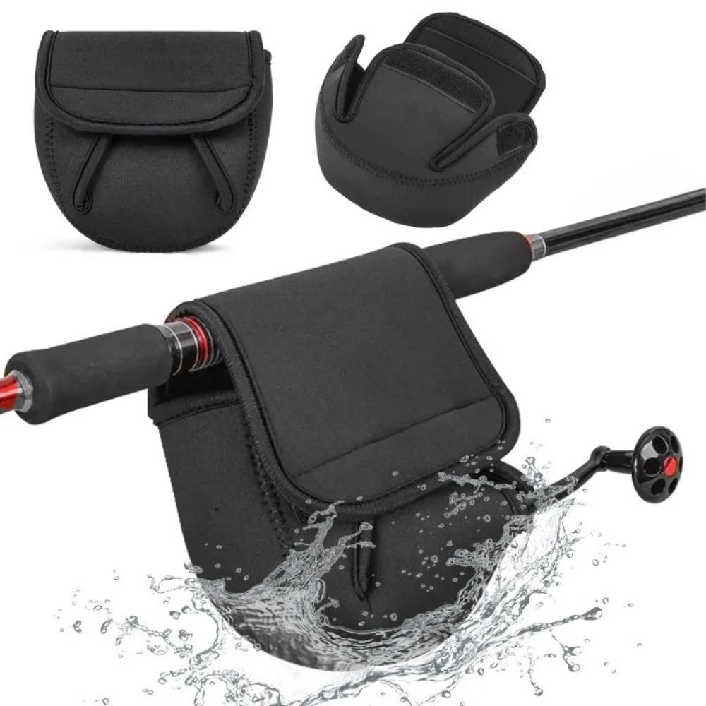 Cubierta de carrete de pesca giratorio S/M/L, funda protectora de rueda de neopreno, bolsa de carrete impermeable, almacenamiento, paquete de rueda de gota de agua para exteriores