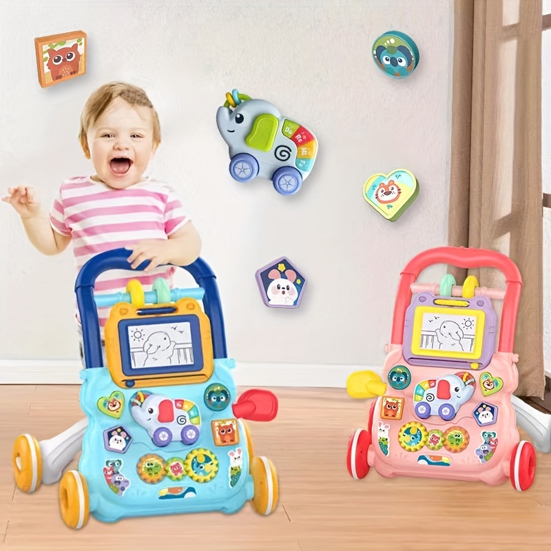 Baby Walker Trolley Frühe Pädagogische Lernen Gehen Schieben Rad Aktivität Musical Drag Auto Spielzeug Für Kleinkinder 0-12 Monate Geschenk