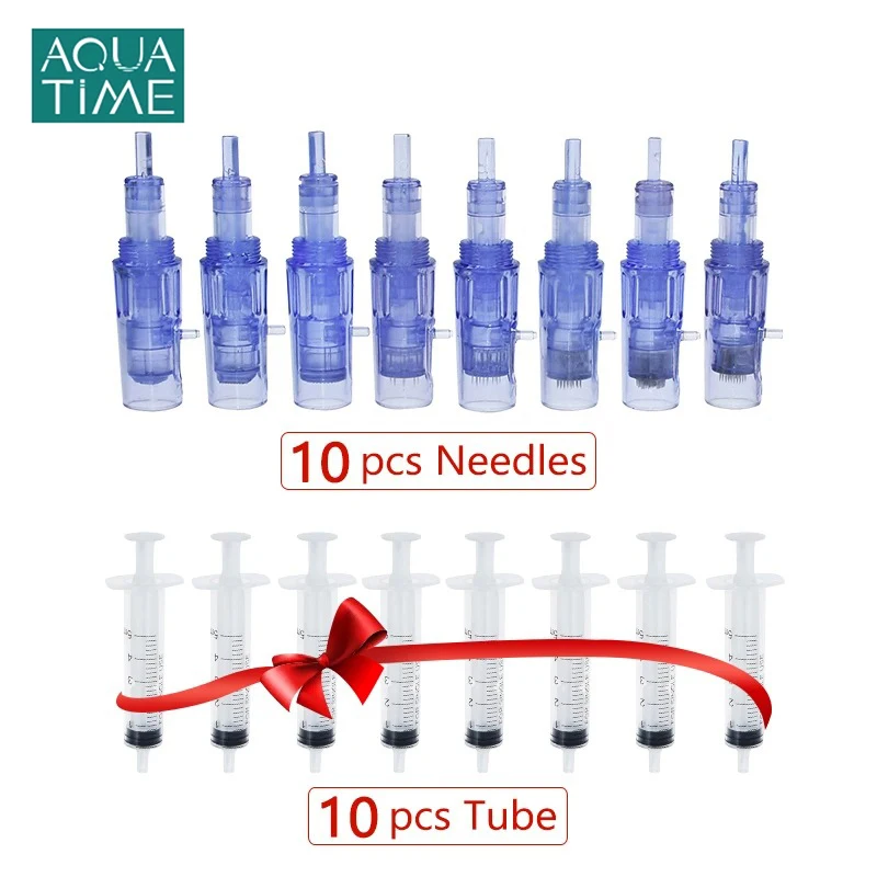 F8 MTS Microneedle 10PCS Cartridges And 10 PCS Syringe Tube Screw Suits For 2 in 1 Mini Hydra Gun Auto Mesotherapy Injector