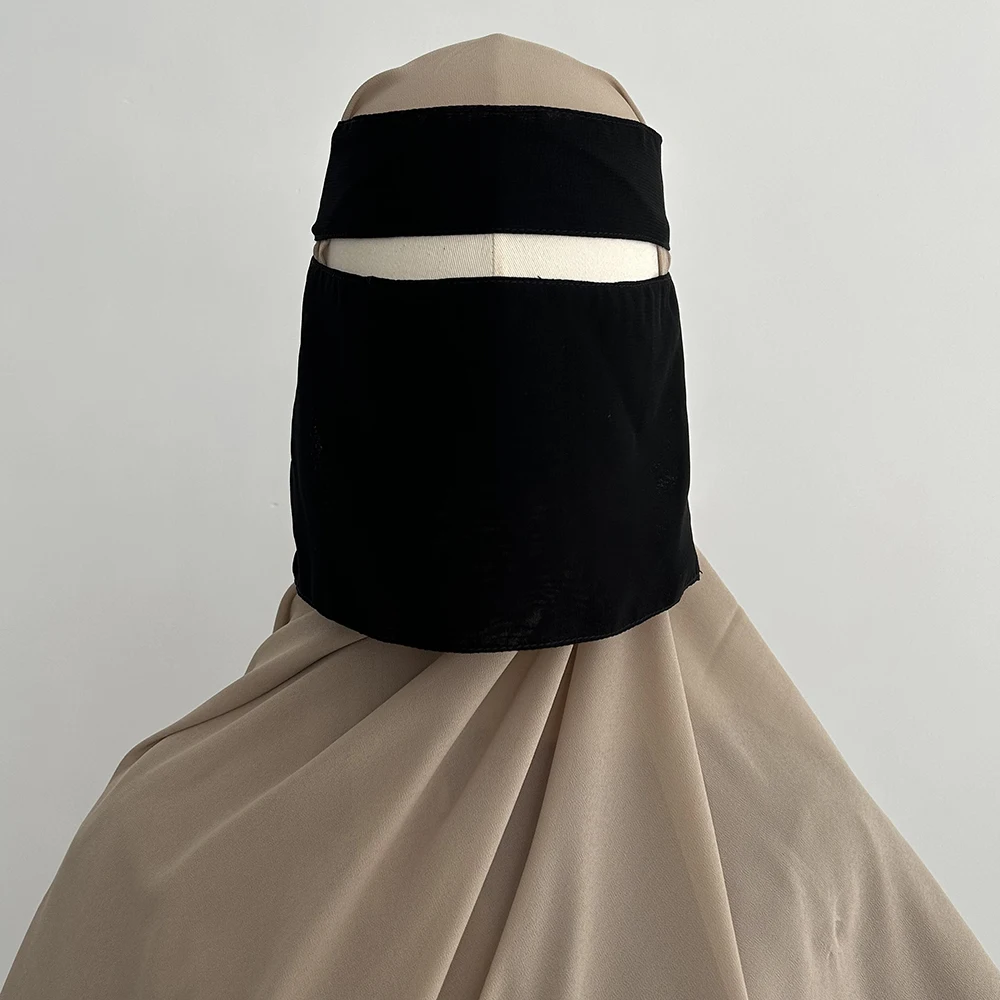 弾性ショート Niqab 黒サウジイスラム教徒女性フェイスカバー軽量通気性イスラム卸売イードラマダン祈り Niqab