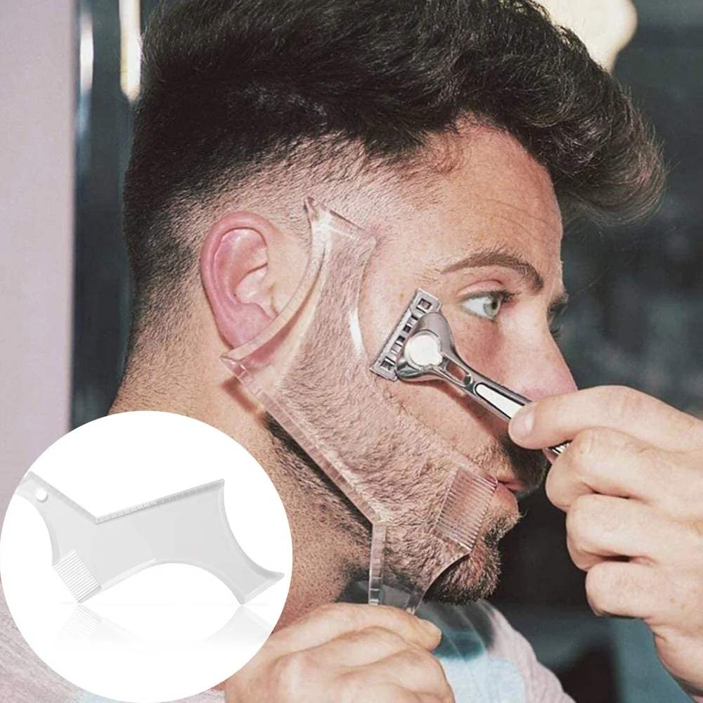 ผู้ชายเคราจัดแต่งทรงผมแม่แบบStencil Beard Comb Men Beard Shapingเครื่องมือการสร้างแบบจําลองไม้บรรทัดShapingจัดแต่งทรงผมตัดหนวดตัดผม