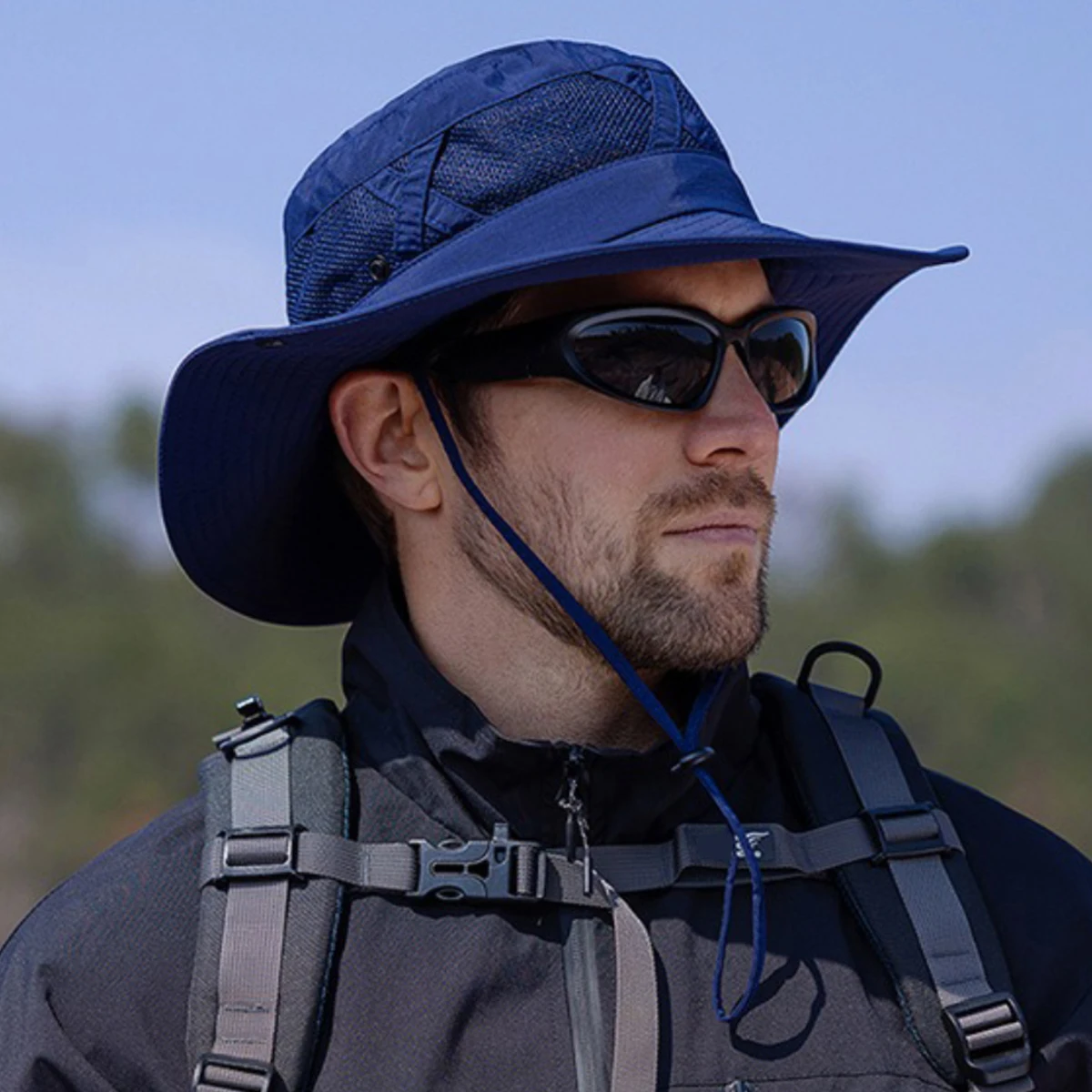 Sombrero de cubo hueco para hombre, transpirable, UPF 50+, senderismo, playa, plegable, protección UV, pesca, verano, Safari, gorra ajustable, 1 ud.