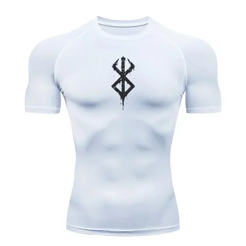 Men's Print Compression Shirts Summer Short Sleeve Rash Guard Gym Workout T-shirt Athletic Quick Dry Baselayer Undershirts Tops
