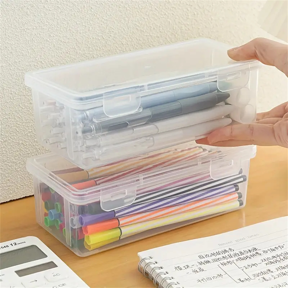 Estojo de lápis translúcido leve de 1 unidade: grande capacidade e design fosco – perfeito para material escolar, estojo de lápis de estudante, prática