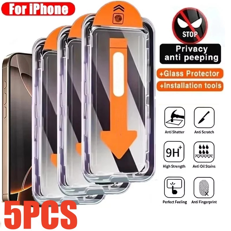 5 uds vidrio templado antiespionaje para iPhone 17 16 15 13 12 11 Pro Max 17Air XR XS MAX película protectora de pantalla de privacidad