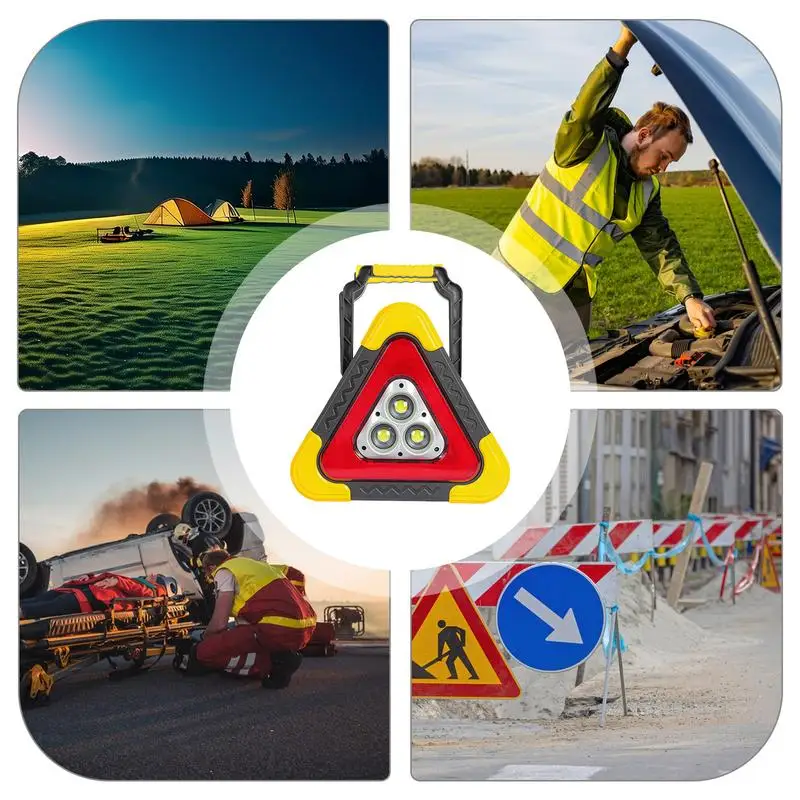 Triangle Lights Multifunctional Solar Car Warning Triangles Portable Safety Triangle With 4 Modes Warning Light For Trucks