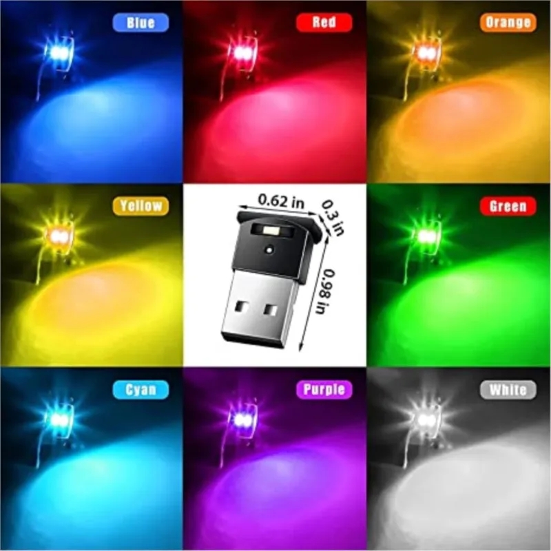 Mini USB ไฟ LED รถ Auto ภายในบรรยากาศไฟฉุกเฉิน RGB Auto สีสันโคมไฟตกแต่งอุปกรณ์เสริมรถยนต์