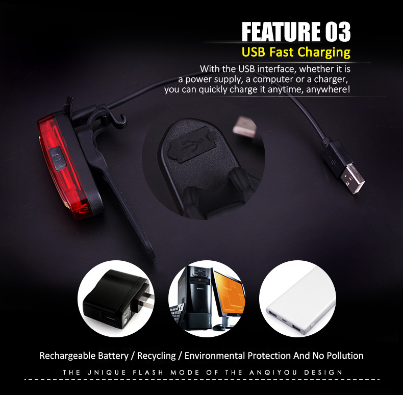 Luz trasera de bicicleta impermeable LED luz delantera trasera de bicicleta recargable por USB conducción de montaña ciclismo lámpara trasera luz de bicicleta