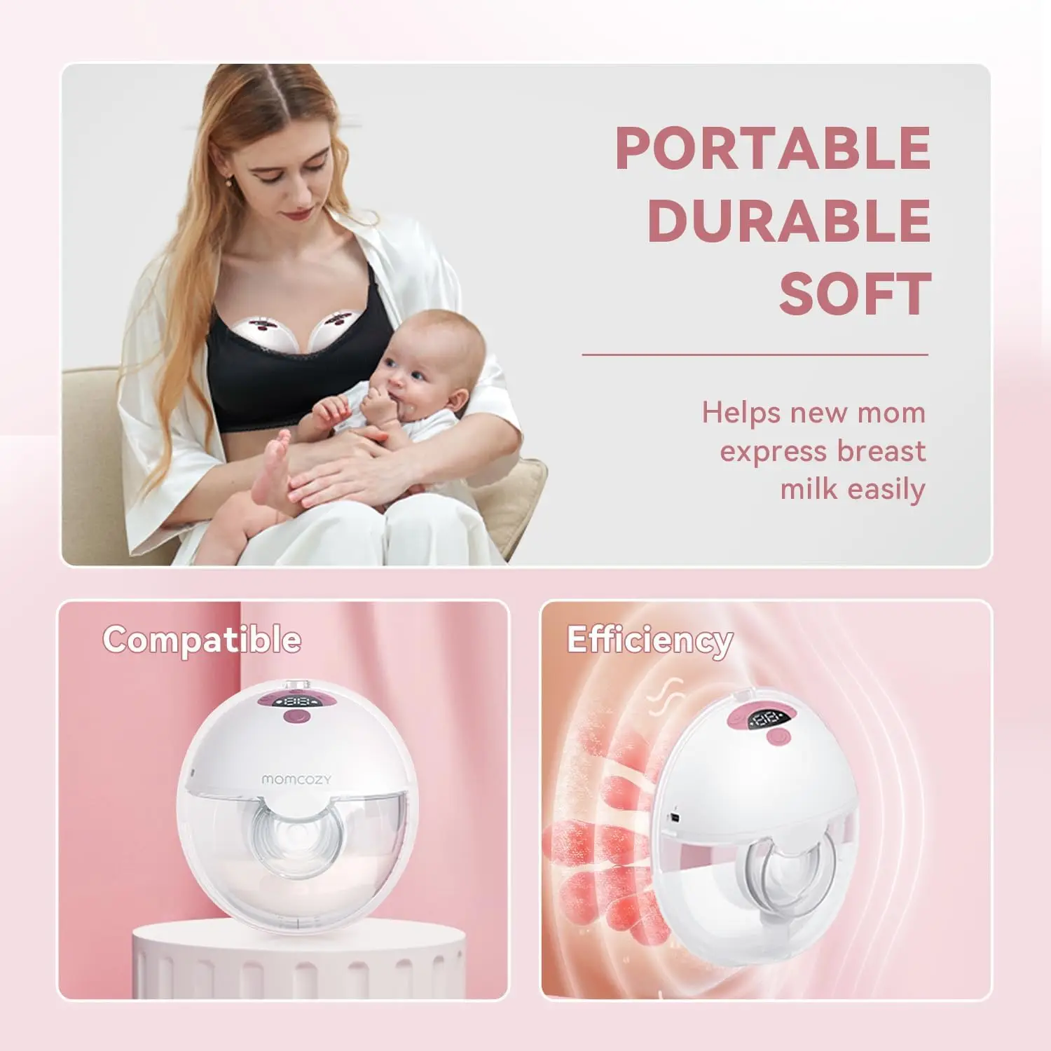 Momcozy M5 Valve et diaphragme en bec de canard en silicone pour kit de pompage du sein - Pièces de rechange pour une expression efficace du lait
