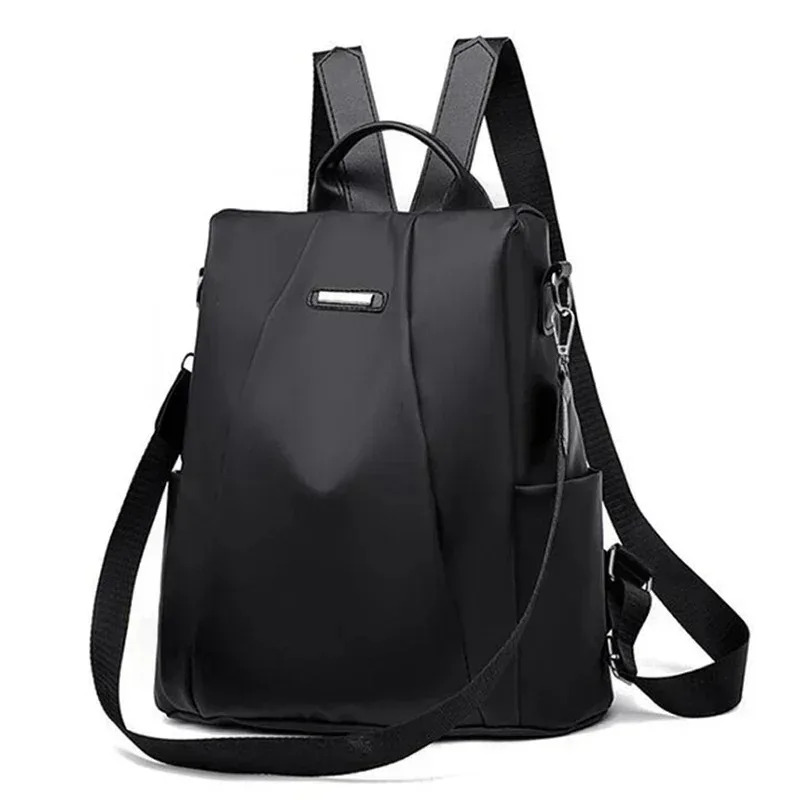 New Fashionable Women's Nylon Backpack Large Capacity Waterproof With Detachable Strap