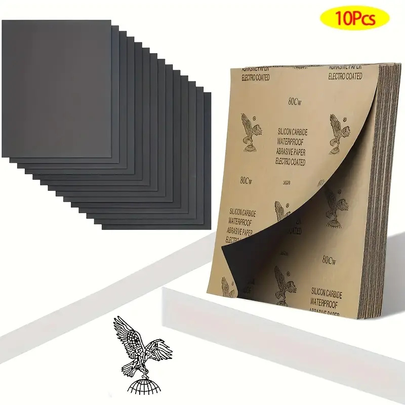 10Pcs Sandpaper 60-2500 Wet And Dry Dual-Use Car Wood Grinding And Polishing Resistant Silicon Carbide Water Sandpaper