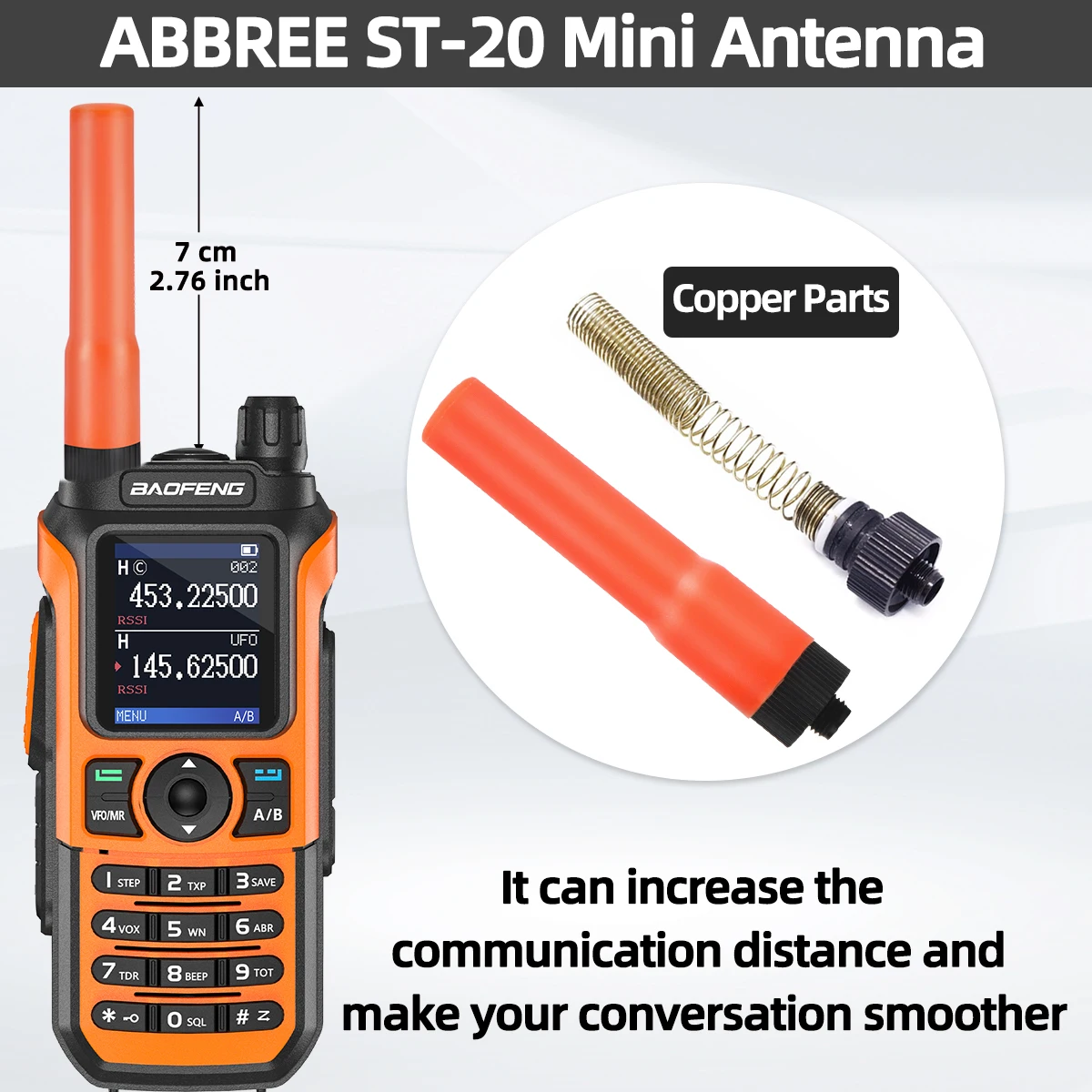 Abbree SF-20 mini antena macia banda dupla vhf uhf sma-fêmea para baofeng UV-32 UV-5RUV-21 pro quansheng UV-K5 8 walkie talkie