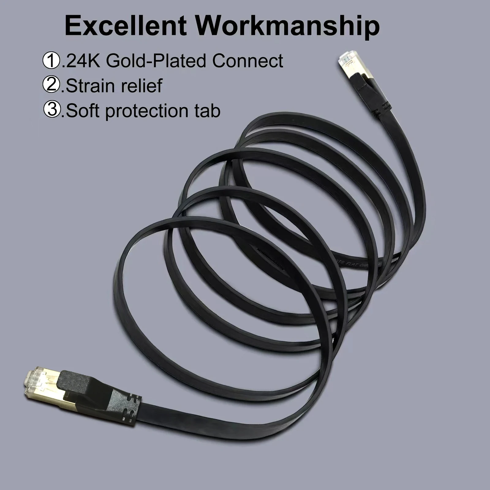 Cat8 Ethernet Kabel Flat Lan Kabel Hoge Snelheid Rj45 40Gbps 2000Mhz Voor Thuisnetwerk Router Modem Computer, Pc, Ps4, Tv, Laptops