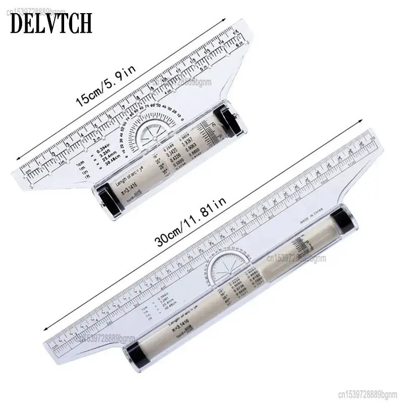 30cm Multi-purpose Angle Parallel Scroll Rolling Balance Scale Ruler Template For Art Design Architect Draft Drawing Measuring