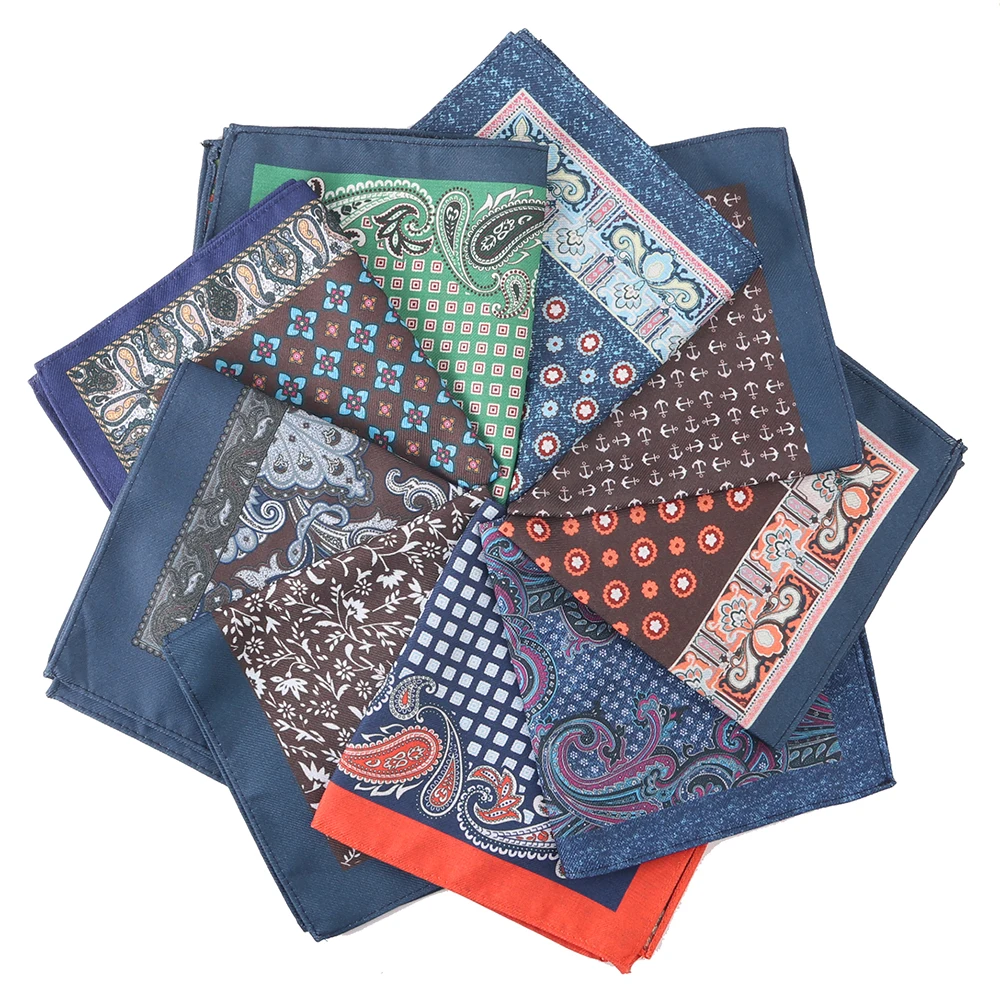 Alfaiate smith poliéster impressão dupla face paisley lenço moda masculina bolso hanky casamento festa de negócios bolso quadrado