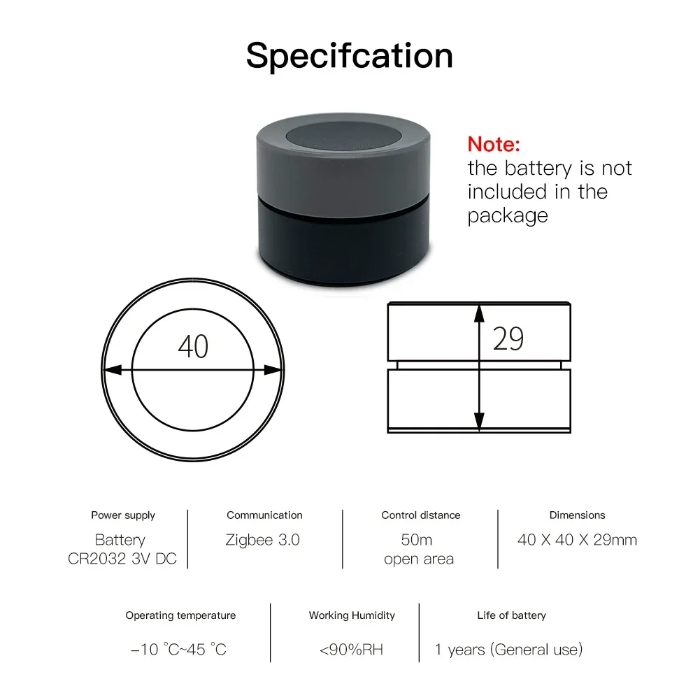 MOES-interruptor de perilla inteligente Tuya ZigBee, controlador de botón de escena inalámbrico, escenario de automatización alimentado por batería, aplicación Smart Life