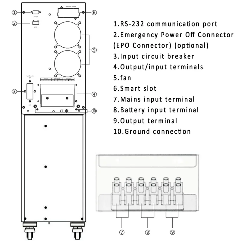 Online vek uninterruptible power supply 3000va 10 kva ups 3kw inverter with battery pure sine wave ups