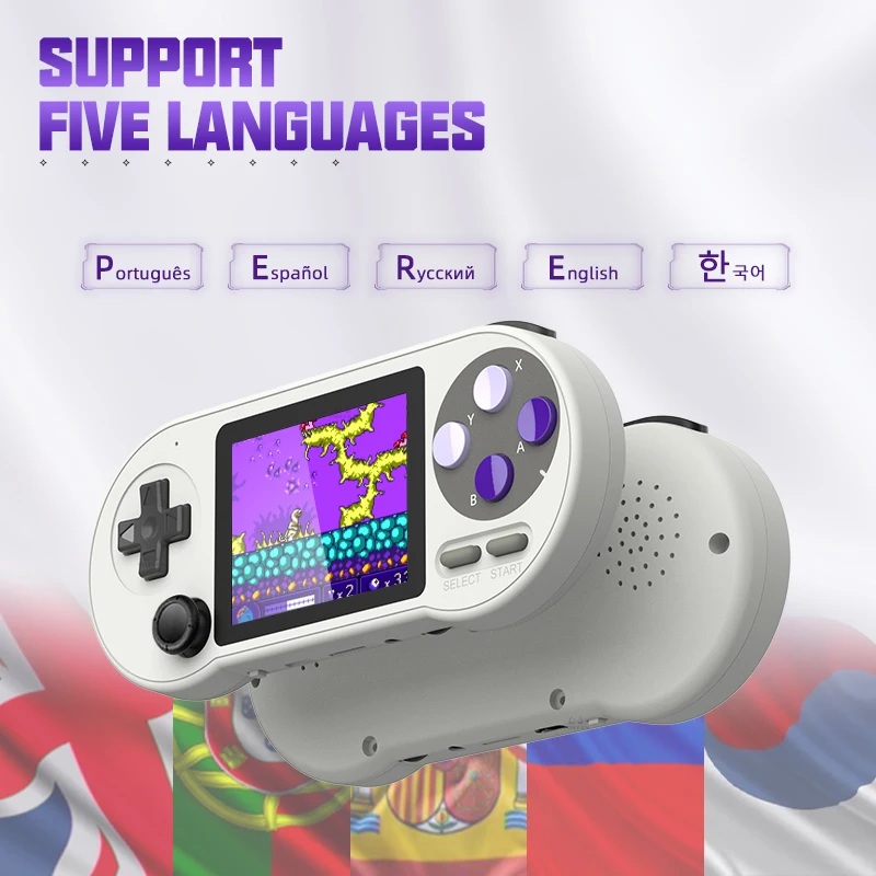 SF2000 휴대용 휴대용 게임 콘솔 3 인치 IPS 레트로 비디오 게임 플레이어 SFC FC GBA 아이 선물 AV 출력을위한 6000 게임 내장