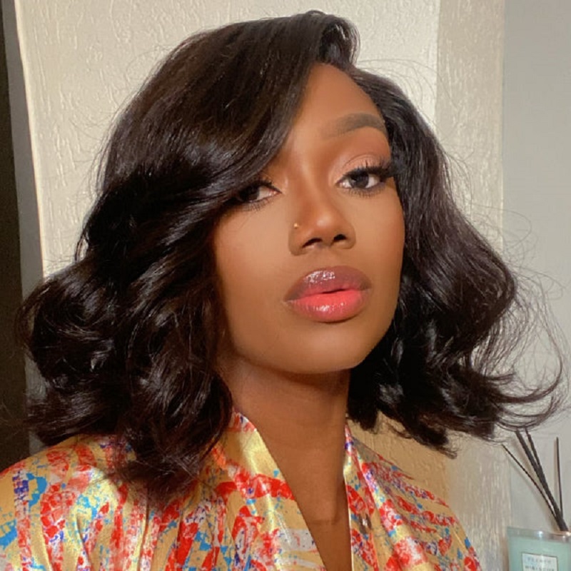 ダブル描画グルーレスショートボブウィッグ生ベトナム毛ウィッグ実体波人毛レースフロントプレカット 13 × 4 Hd レースウィッグ販売中