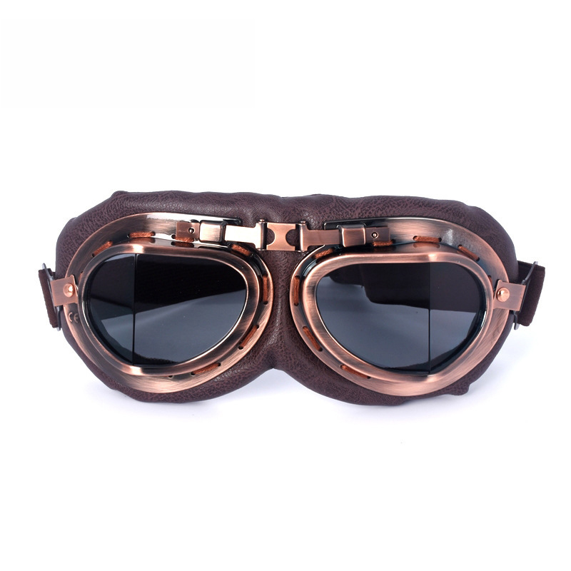 Motorcycle Retro  Goggles Glasses Vintage Moto Classic Goggles for Harley Pilot Steampunk Bike Copper Helmet Equipments