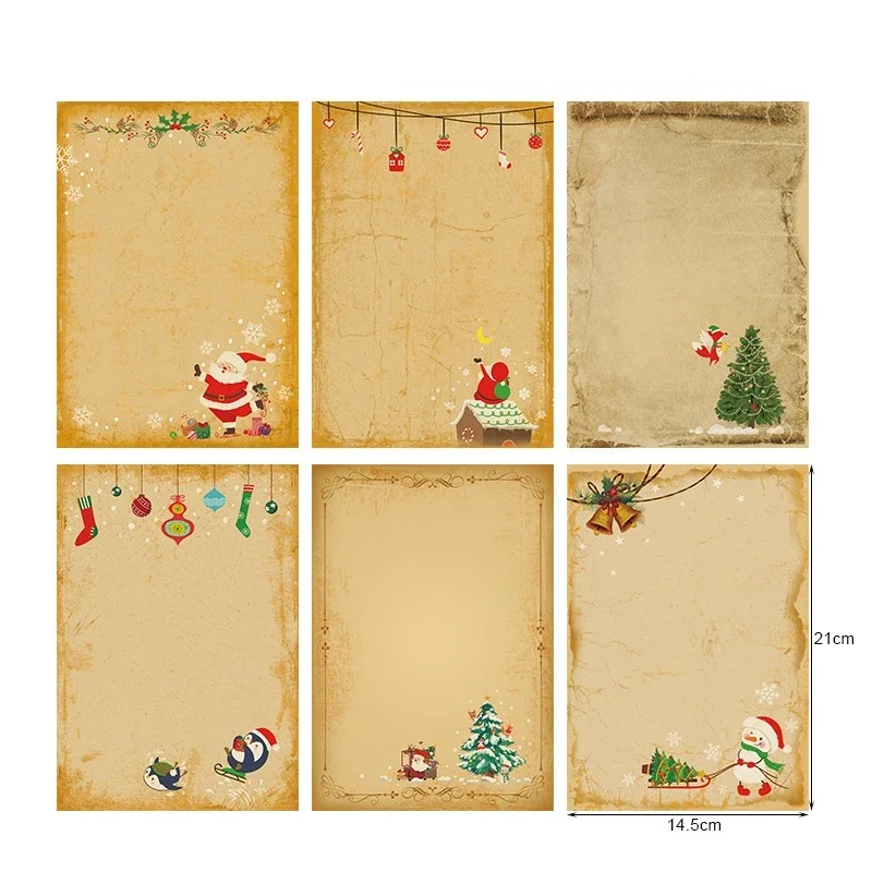 Weihnachts-Schreibpapier-Umschläge-Set, hübsches Briefpapier, Cartoon-Weihnachtsmann, Schneemann, Geschenk für Freunde