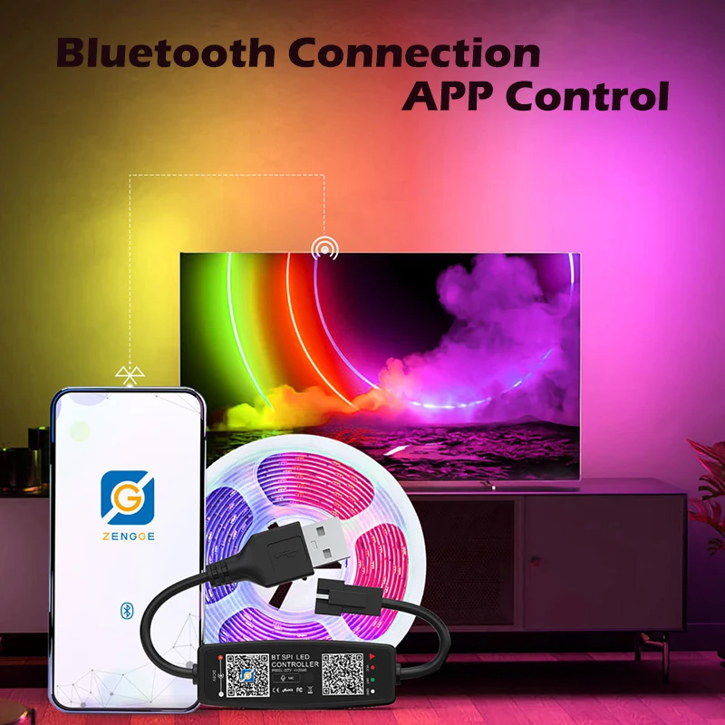 WS2812B Controller Bluetooth Musica APP Controllo per Pixel LED Strip Light SK6812 WS2811 WS2812 Luci a nastro USB 5V Telecomando