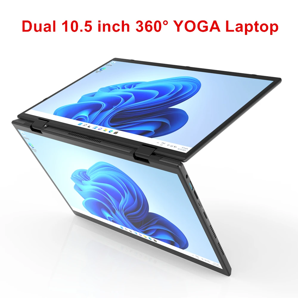 Dual-Screen-Touch-Laptop, umwandelbarer Laptop für Win 11 Pro, 10,5 Zoll Dual-Screen, Intel N95 Mini-PC, Heimbüro, Multimedia, 4500 mAh