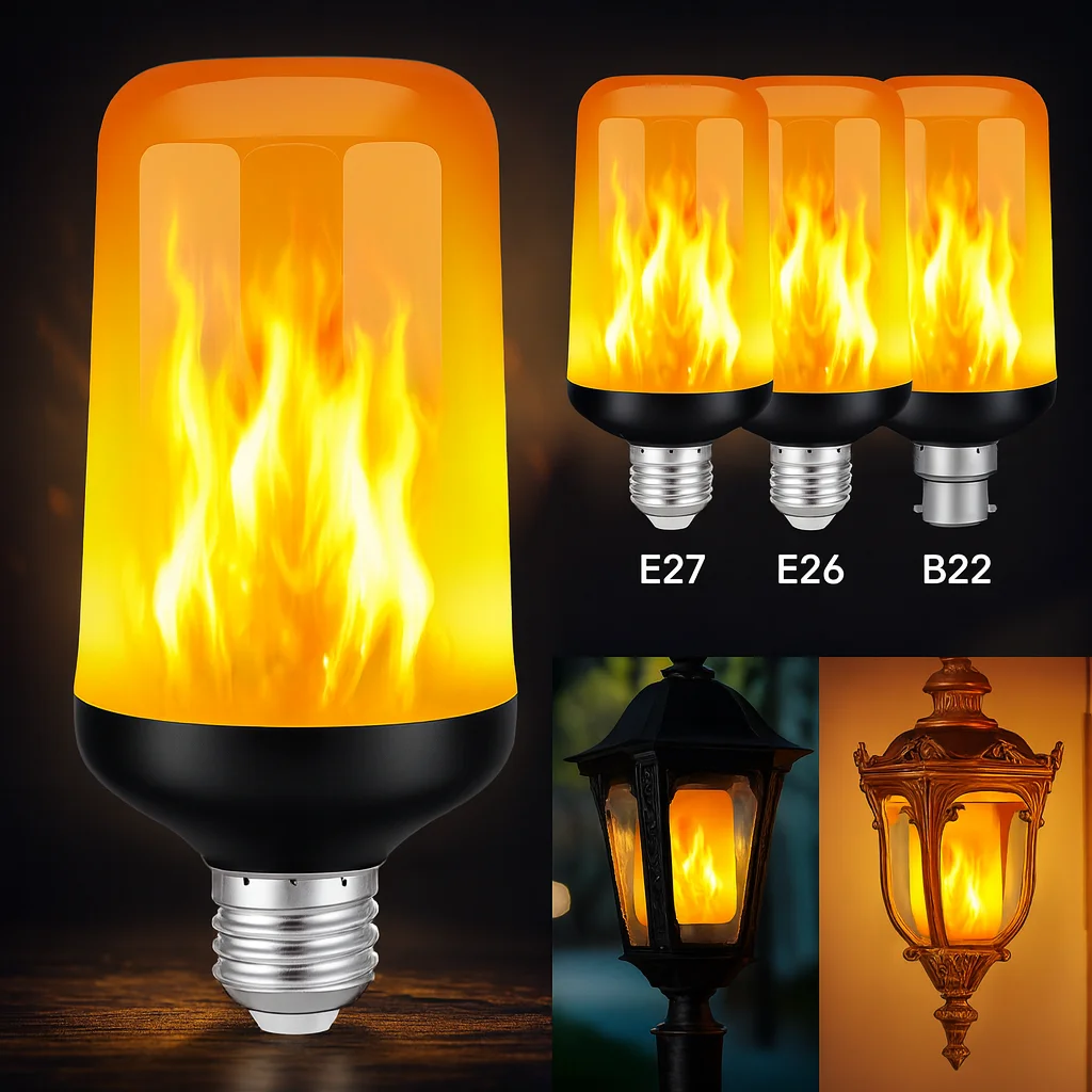 B22 E27 LED เอฟเฟกต์เปลวไฟหลอดไฟ 4 โหมดการจำลองไฟกะพริบสำหรับปาร์ตี้ KTV เทศกาลการตกแต่งบ้านสวนแสงกลางแจ้ง