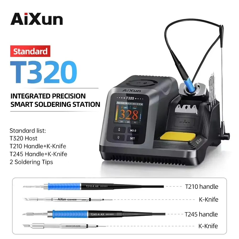 AIXUN-Station de soudage T320, T245 C210, pointe de poignée à souder, pâte à souder chauffante, réparation de téléphone portable, machine à souder, 200W, 2S