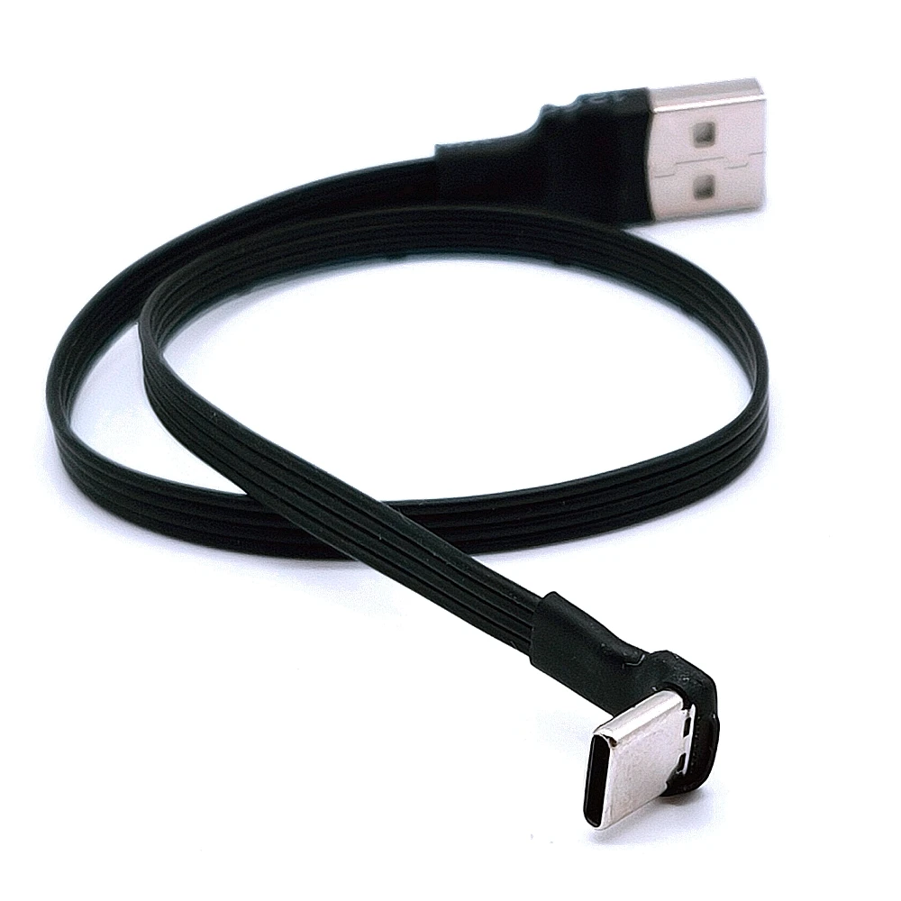 1 м, 2 м, 3 м, 5 см, USB-C, тип C, штекер, вверх вниз, угол 90 градусов к USB 2.0, штекерный кабель для передачи данных, плоский кабель USB Type-c, 0,1 м/0,2 м/0,5 м