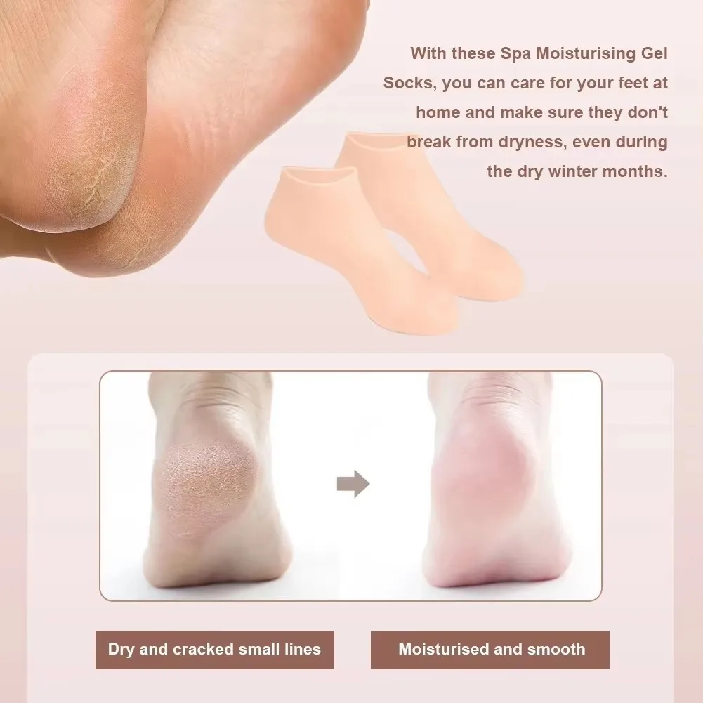 Confezione da 2 calzini idratanti in gel di silicone per piedi secchi e screpolati, nutrienti per la pelle, lubrificanti per la cura dei piedi, calzini da massaggio